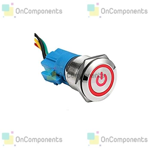 22MM 5P 12VDC ON-OFF METAL SWITCH WITH  RED LIGHT