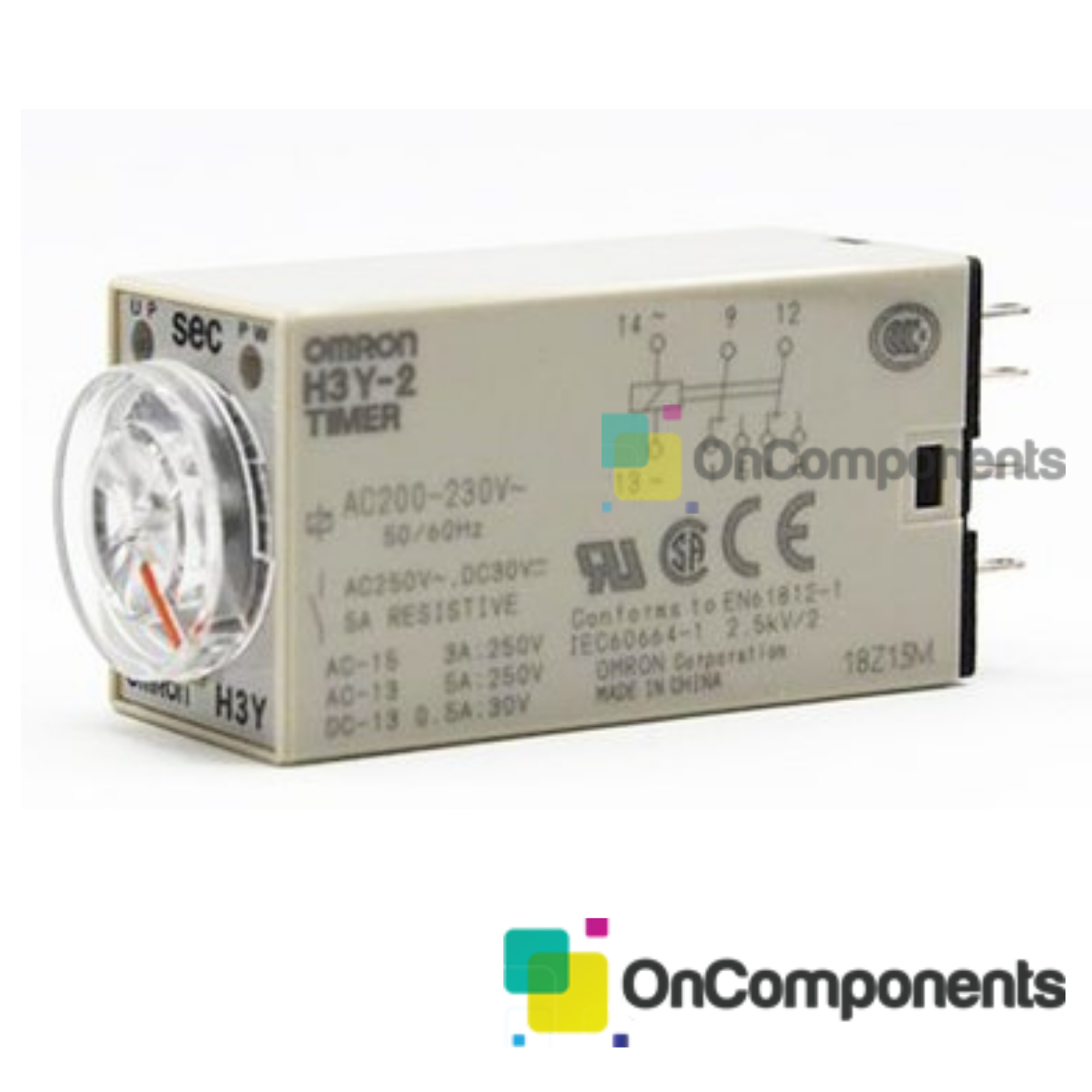 H3Y-2 8-Pin DPDT Time Delay Relay - 12V DC, 0-30 Minutes, With Base